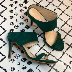 BRENDA ZARO Green Suede High Heel Women Sandals - EU Size 37 / US Size 6.5 - EUC